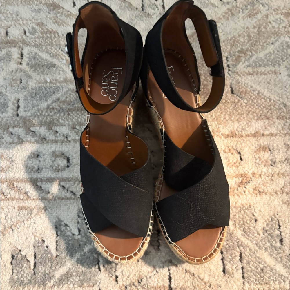 Franco Sarto Black Wedge Sandals
